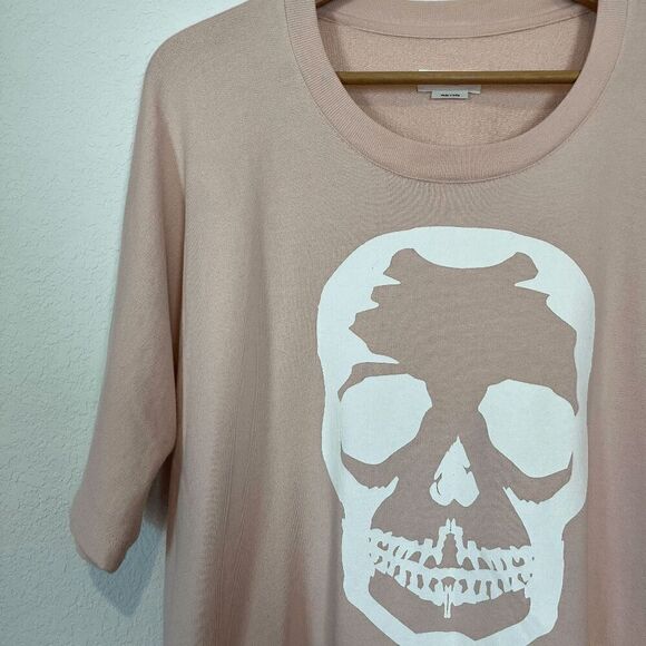 Zadig & Voltaire Pink Portland Skull Graphic Oversized T-Shirt Womens Size Small - Picture 6 of 6